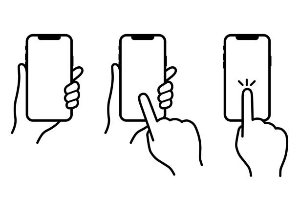 ilustraciones, imágenes clip art, dibujos animados e iconos de stock de manos para operar teléfonos inteligentes - teléfono inteligente