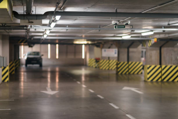 Blurred image of parking stock photo
