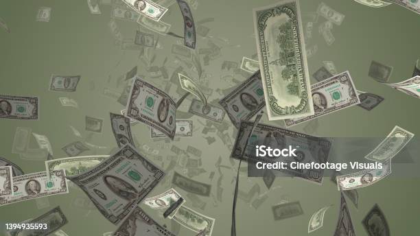 Dollar Bills Falling In Slow Motion Loopable Stok Fotoğraflar & Nakit akışı‘nin Daha Fazla Resimleri - Nakit akışı, Para birimi, ABD Parası