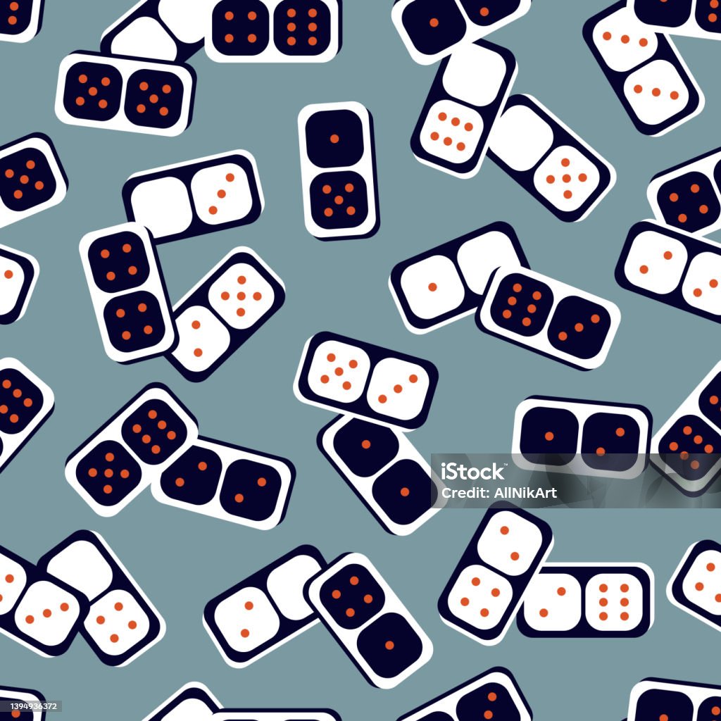 Domino Pattern Design Dominoes Board Game Seamless Pattern Background With Scattered Domino ...