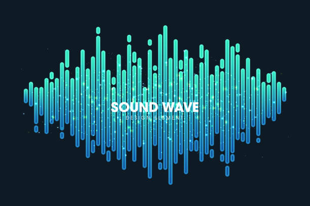 illustrazioni stock, clip art, cartoni animati e icone di tendenza di poster dell'onda sonora dall'equalizzatore - sound wave sound mixer frequency wave pattern