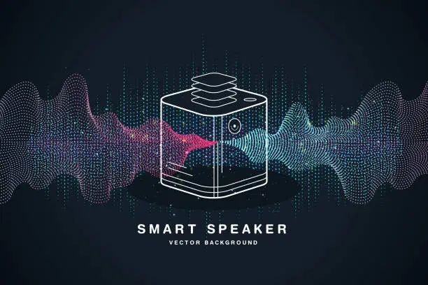 Vector illustration of Smart speaker for the control and management of the house.