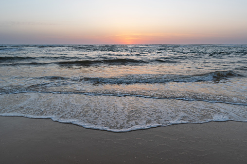 Sunset at Mimizan Beach. Landes