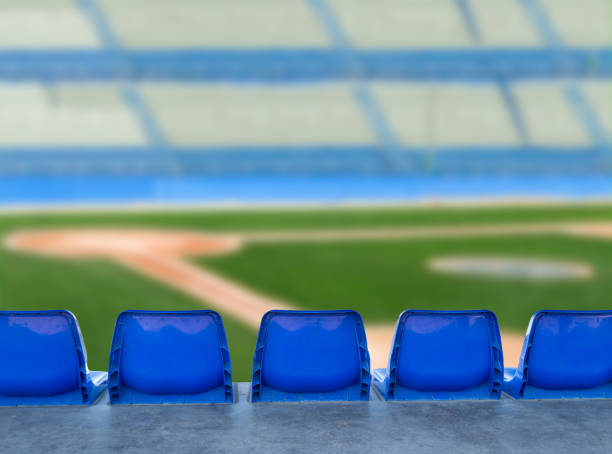 Empty baseball stadium Empty baseball stadium - sporting events with no people or closed baseball stadium chairs stock pictures, royalty-free photos & images