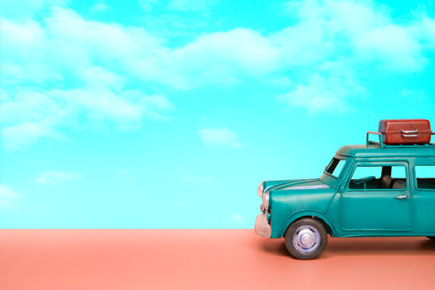 istock Blue sky and camping car and copy space 1394939032
