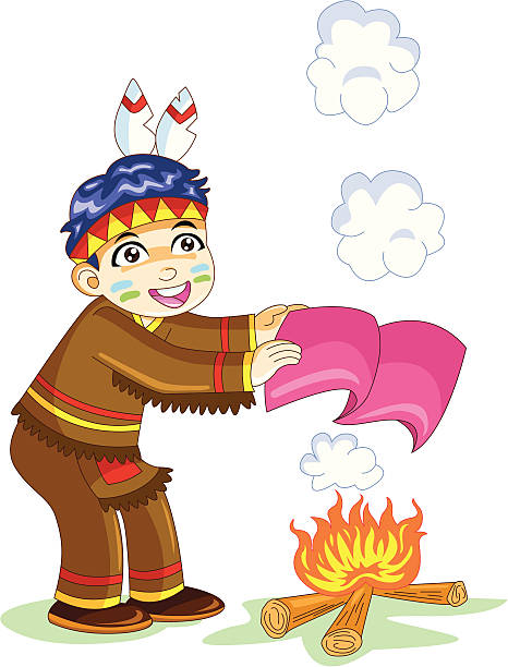 indianboy indianboy smoke signal stock illustrations