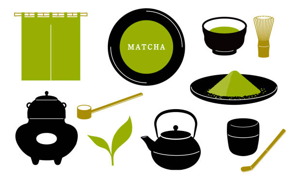 ilustrações, clipart, desenhos animados e ícones de chá matcha - tetsubin teapot