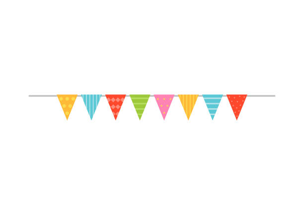 istock Colorful carnival garland with flags on a white background. 1394942706