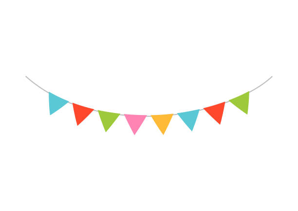 istock Colorful carnival garland with flags on a white background. 1394942739