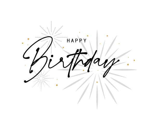 happy birthday text on white background. happy birthday text on white background. happy birthday typography stock illustrations