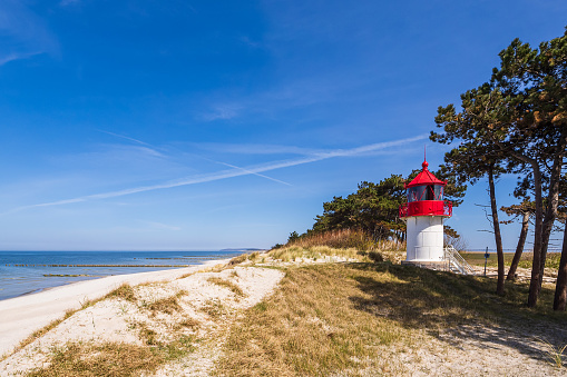 The lighthouse Gellen on the island Hiddensee, Germany.