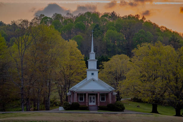 istock Scenic Country church at sunset 1394958492