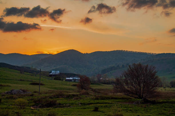 Colorful sunset in the Appalachian mountains
