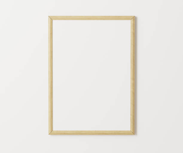 istock Wooden frame mockup on white wall, 3:4 ratio, 30x40 cm, 18x24