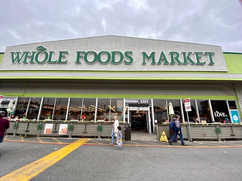 Los Angeles, USA - January 20, 2020: Whole Foods Market in Miracle Mile neighborhood