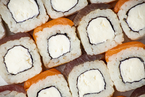 sushi rolls on a white background. Sushi Roll Sushi menu