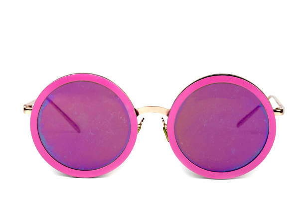 istock Purple retro glasses on a white background. Round sunglasses. 1394981503