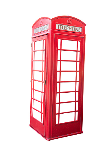 red telephone booth isolated on white background