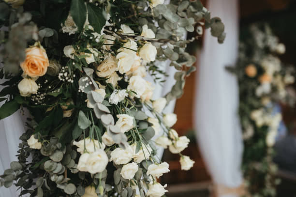 istock Decoration for special occasions. Beautiful table decoration with flowers. Rustic decoration. Wedding decoration. 1394986916