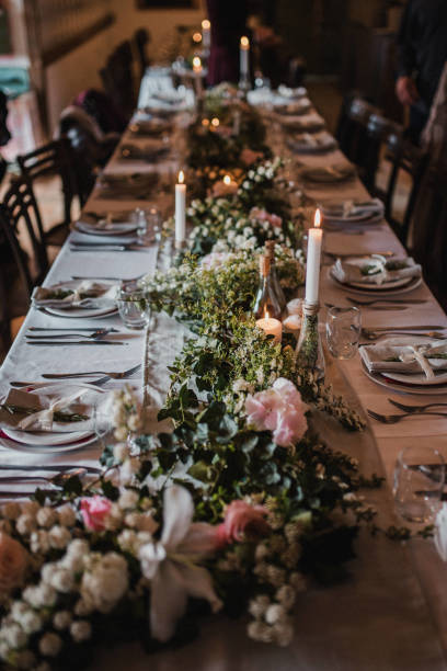 istock Decoration for special occasions. Beautiful table decoration with flowers. Rustic decoration. Wedding decoration. 1394987180