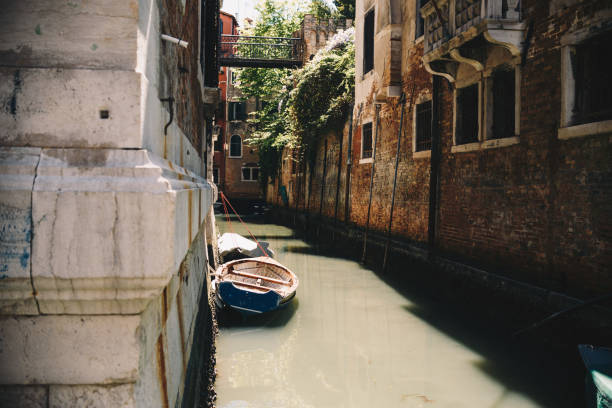 Venice city streets on a beautifull sunny day. Bridges, boats, gondolas.