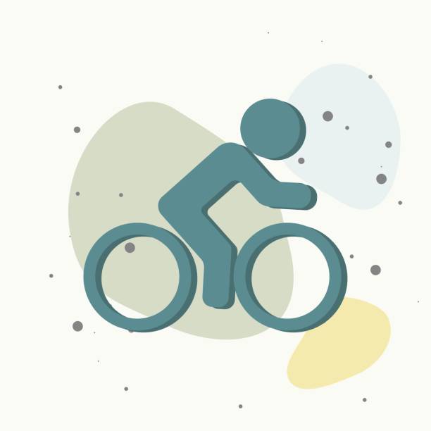 illustrations, cliparts, dessins animés et icônes de icône vectorielle de cycliste, sportif sur fond multicolore. - 11327