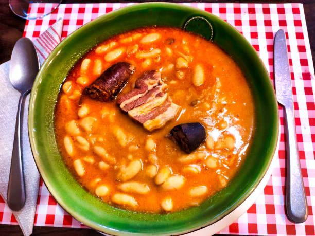 Fabada asturiana, typical meal in Asturias, Spain Asturian fabada, typical meal in Asturias, Nava, Asturias Spain fabes stock pictures, royalty-free photos & images