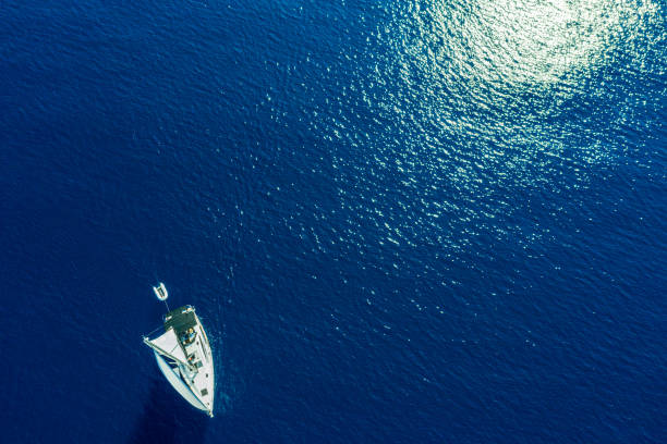 istock Sailing with sailboat, view from drone 1394993614