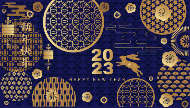 ilustrações de stock, clip art, desenhos animados e ícones de happy chinese new year 2023 zodiac sign, year of the rabbit - lunar year