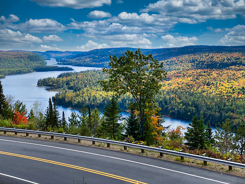 From the road, a view at Le passage (The passage) which is part of Wapizagonke Lake, in La Mauricie National Park.