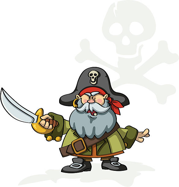 Angry Pirate Captain vector art illustration