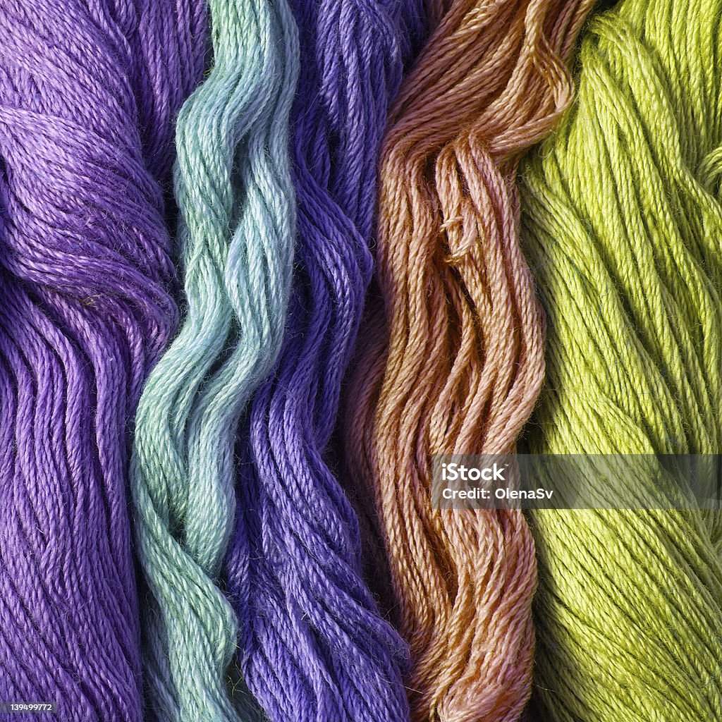 Fund embroidery thread in various colors Blue Stock Photo