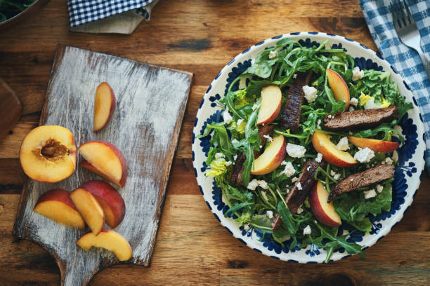 istock Arugula Salad with Roasted Steak and Peaches 1395002447