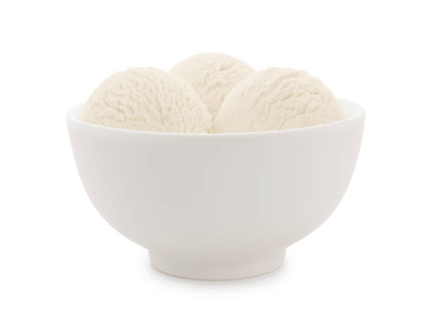 vanille eisschüssel - ice cream vanilla ice cream bowl white stock-fotos und bilder