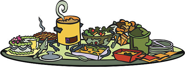 potluck 표 항목 - bun bread cake dinner stock illustrations