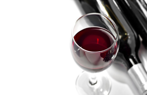 Red wine, isolated, white background