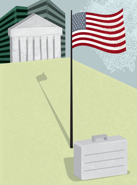 istock Vector illustration of Wall street with American flag 139500792