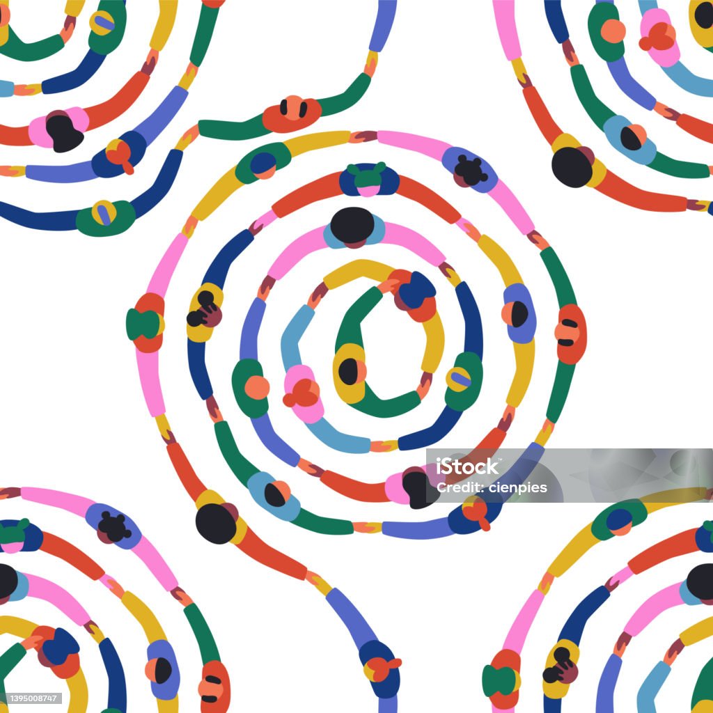 Diverses personnes autour du cercle sans couture motif - clipart vectoriel de Personne humaine libre de droits Diverses personnes autour du cercle sans couture motif - clipart vectoriel de Personne humaine libre de droits