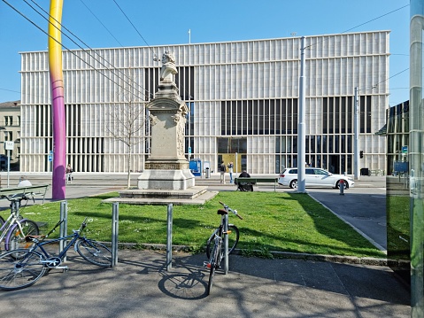 The museum was drawn-up by architects Karl Moser and Robert Curjel and opened in 1910. The original museum building was extended in 1925, 1958 and 1976. After the next extension in 2020 it will be the largest Art Museum in Switzerland. The Image shows the new Building from David Chipperfield during spring season.