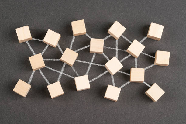 istock Network with wooden block cubes 1395010714
