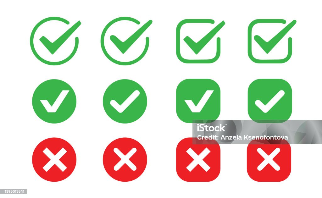 Check Mark Icon Set Vector Design. Stock illustration in simple flat style - Royaltyfri Bock vektorgrafik Check Mark Icon Set Vector Design. Stock illustration in simple flat style - Royaltyfri Bock vektorgrafik