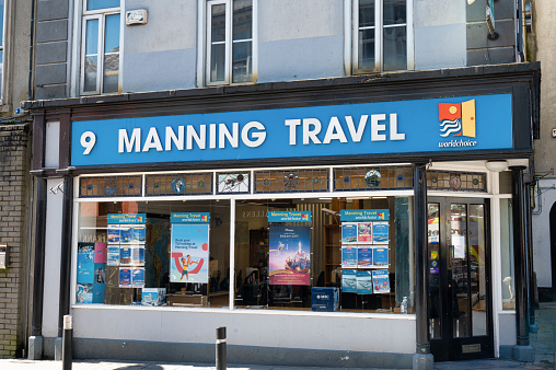 Kilkenny, Ireland- April 20, 2022: Manning Travel Agent  in Kilkenny Ireland.