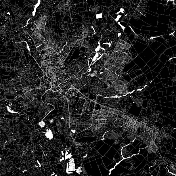 Kharkiv, Ukraine Vector Map Topographic / Road map of City, Country. Map data is open data via openstreetmap contributors. All maps are layered and easy to edit. Roads are editable stroke. ukraine war stock illustrations