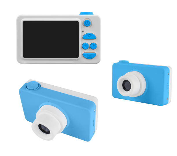 istock children's camera, on a white background in isolation, collage 1395019420