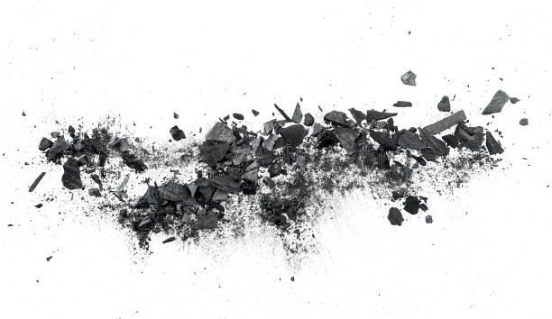 istock Black coal dust with fragments isolated on a white background, top view. 1395020689