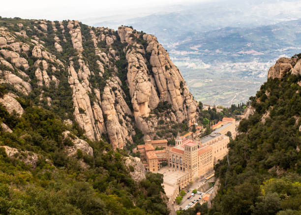 Historic Montserrat Monastery stock photo