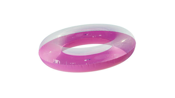 istock Pink inflatable swimming pool ring, isolated on a white background. Inflatable circle. 3d render. 1395026129