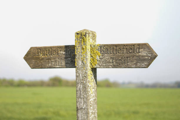 istock Weathered battlefield trail sign 1395027341