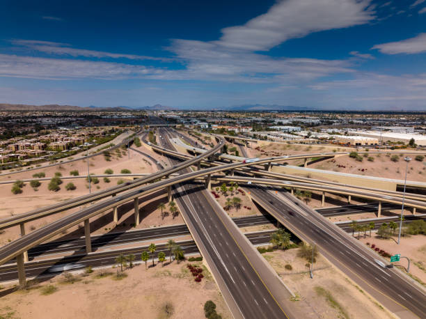 istock Aerial View of Freeway Interchange in Phoenix, Arizona 1395029444