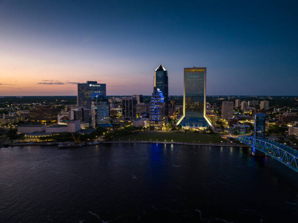istock Downtown Jacksonville, FL at Twilight - Aerial 1395029514